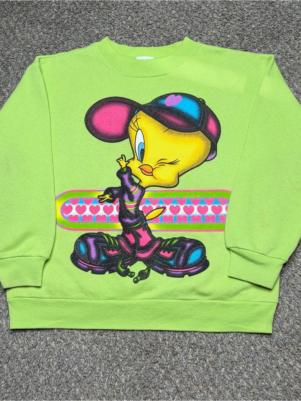 Vintage 90s Tweety Bird Graphic Crewneck Sweater Size M/7/8 youth kids retro
